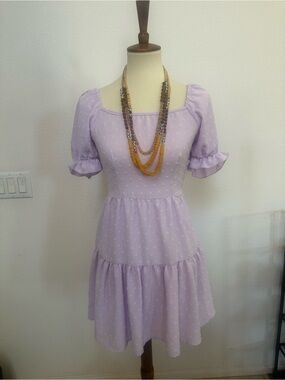 Lilac Puff Sleeve Midi Dress